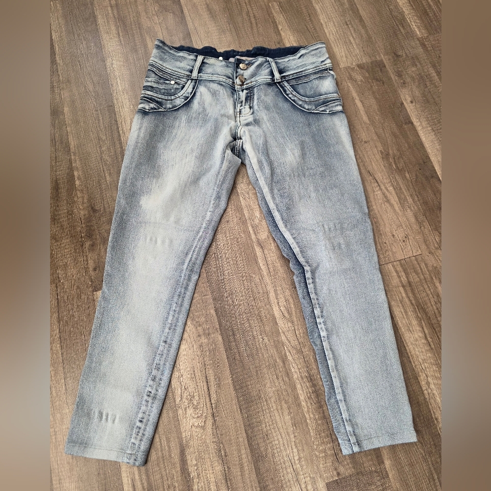 Vintage Y2K NOBLE JEANS 2000s Light Acid Wash Stretch Ankle 3 Pull On Western